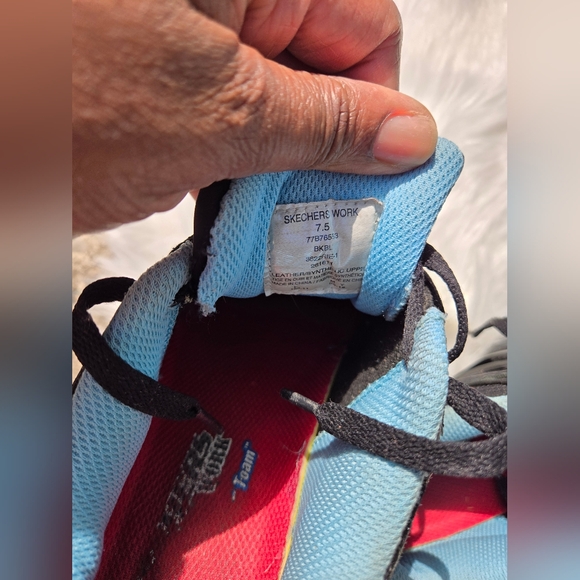 Skechers Work Shoes Women's Flex Sole Size US 7.5 Black & Blue Alloy Toe - Picture 3 of 14